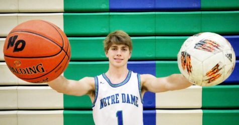 Emmett Lawton is a two-sport star at Notre Dame Academy. The senior is trying to decide which sport he will play in college: basketball or soccer. Greg Bates photos