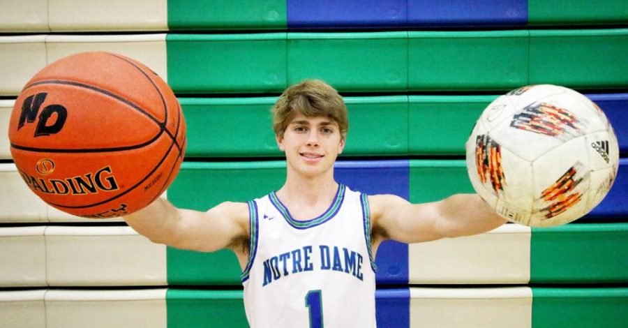 Emmett+Lawton+is+a+two-sport+star+at+Notre+Dame+Academy.+The+senior+is+trying+to+decide+which+sport+he+will+play+in+college%3A+basketball+or+soccer.+Greg+Bates+photos